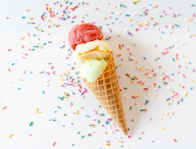 Refreshing summer deserts. Lemon Myrtle ice cream and sorbet