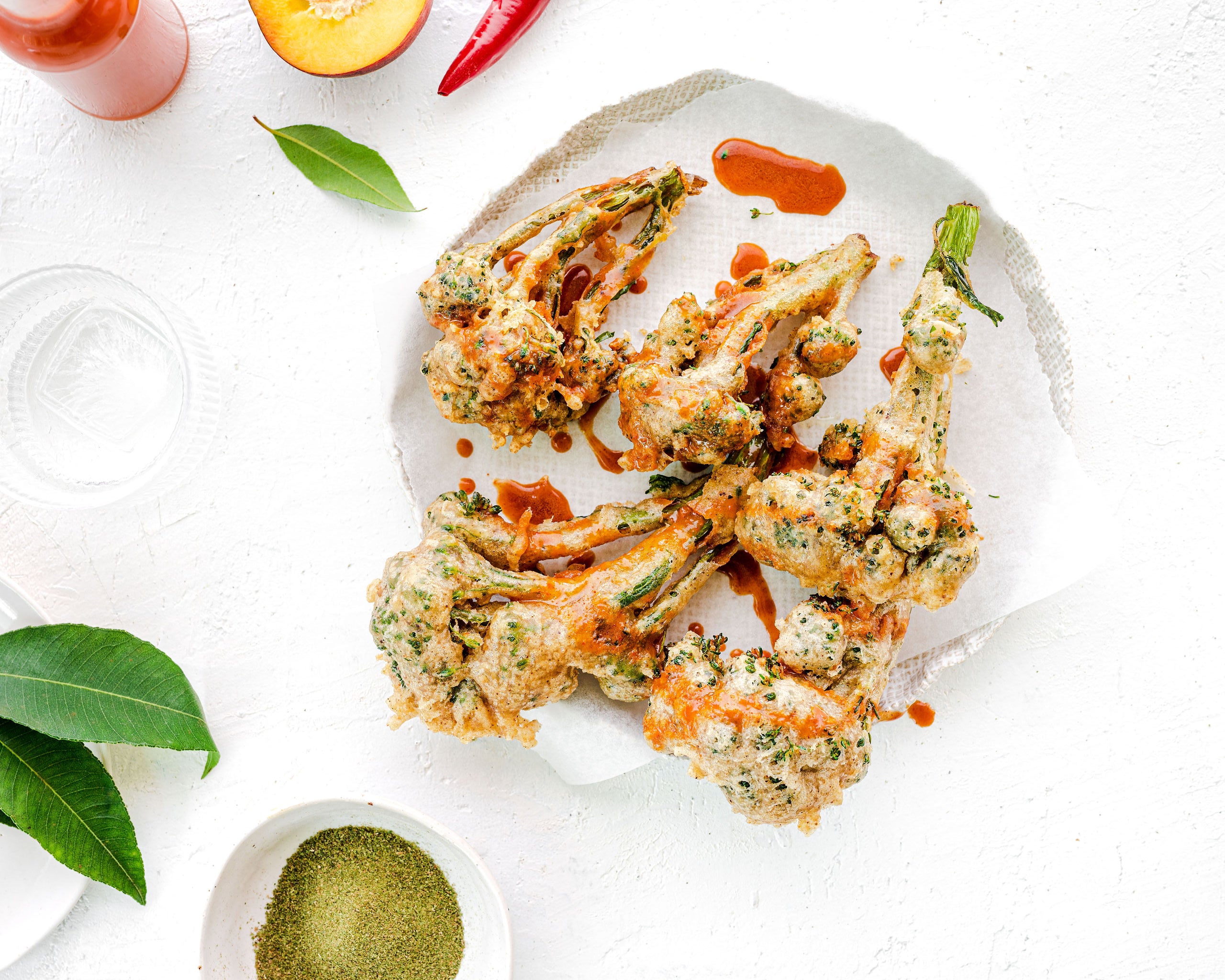 Fried Broccolini with Lemon Myrtle Hot Sauce - Simon Toohey